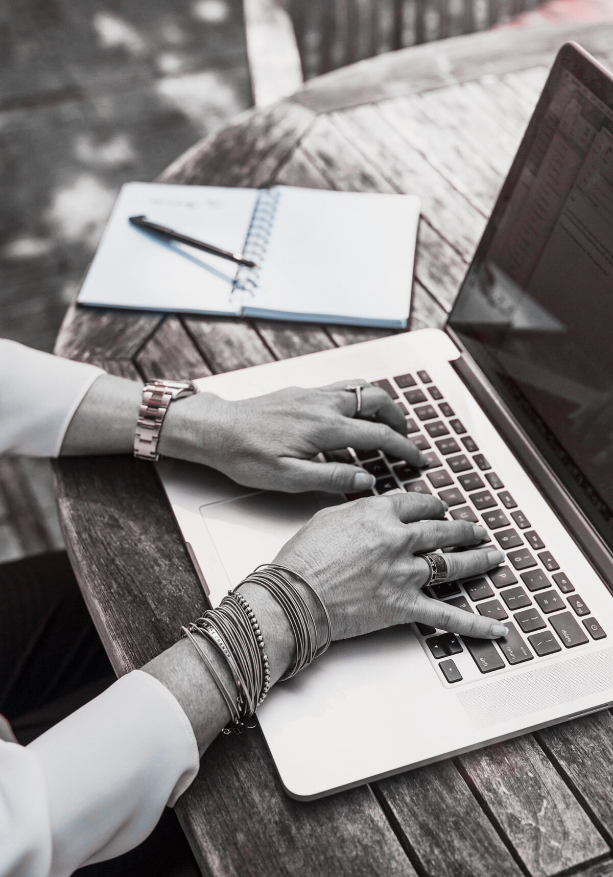 Woman Writing on laptop